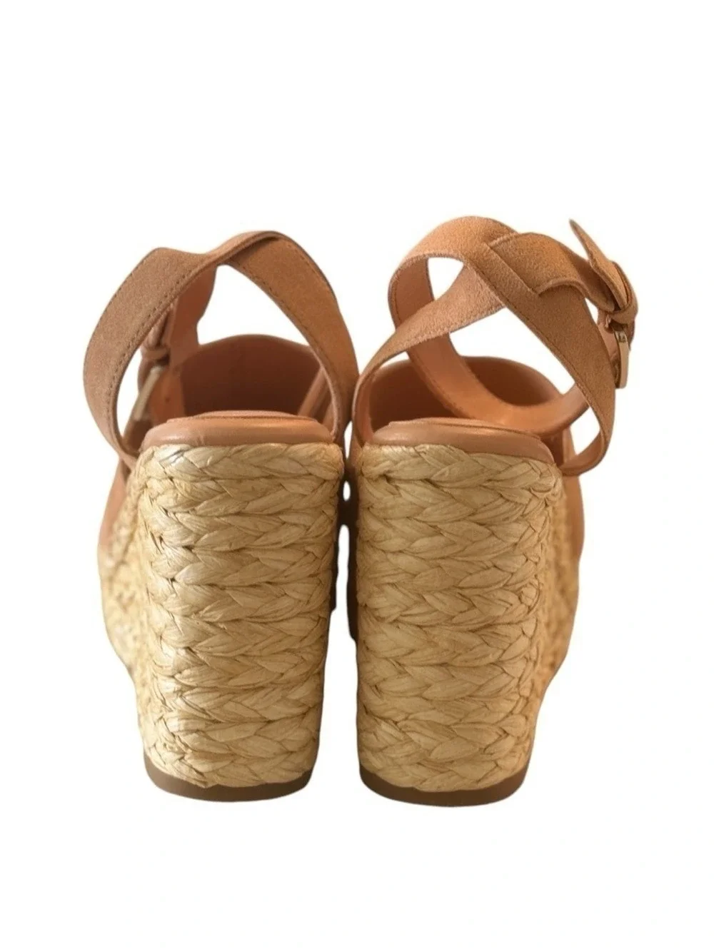 Marc Fisher LTD Nelly Espadrille Wedge Sandals Blush Suede Ankle Strap Size 8M